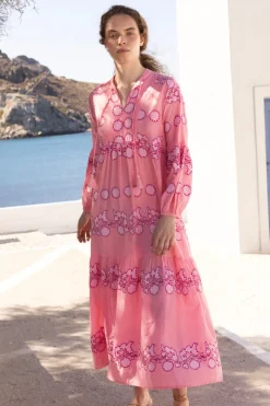 Oliphant Maxis|Dresses>Balloon Sleeve Maxi- Tangier Pink