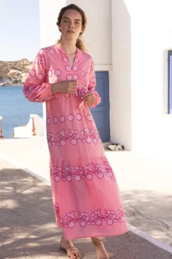Oliphant Maxis|Dresses>Balloon Sleeve Maxi- Tangier Pink