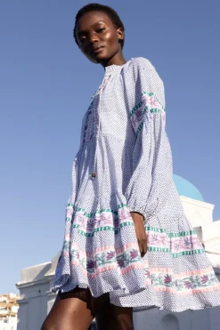 Oliphant Short & Mini Dresses|Dresses>Balloon Sleeve Short- Jungi Blue
