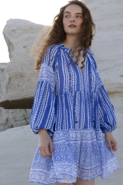 Oliphant Dresses|Short & Mini Dresses>Balloon Sleeve Short- Ziggy Blue