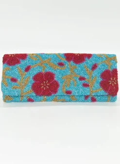 Oliphant Accessories|Bags>Beaded Clutch- Carolina Aqua