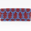 Oliphant Accessories|Bags>Beaded Clutch- Fern Blue Red