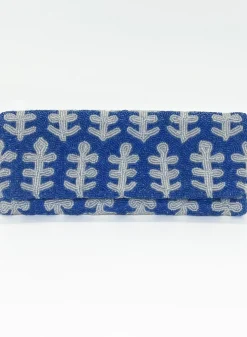 Oliphant Accessories|Bags>Beaded Clutch- Fern White Blue