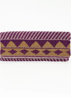 Oliphant Accessories|Bags>Beaded Clutch- Mezcal Purple Gold