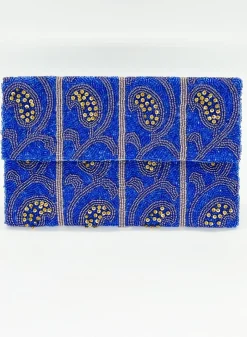 Oliphant Accessories|Bags>Beaded Envelope- Samode Blue