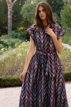 Oliphant Midis>Belted Shirt Dress Midi- Tulip Red