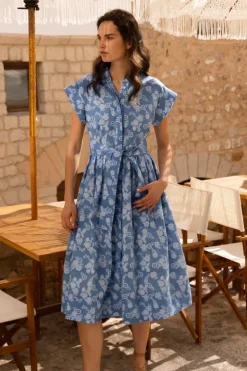 Oliphant Maxis|Dresses>Belted Shirt Dress- Pretoria Navy