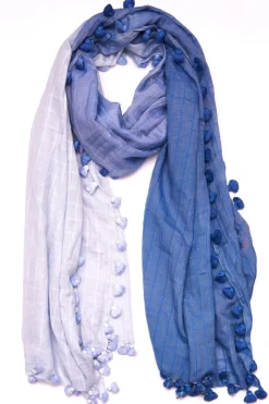 Oliphant Accessories|Scarves>Blue Ombre Tassel Scarf