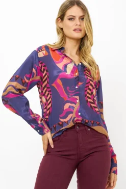 Oliphant Tops>Button Down Blouse- Arabia Navy