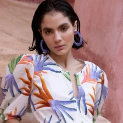 Oliphant Accessories|Earrings>Cabana Hoops- Lavender