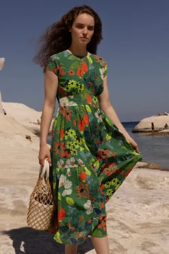 Oliphant Midis|Dresses>Cap Sleeve Midi- Sutton Green
