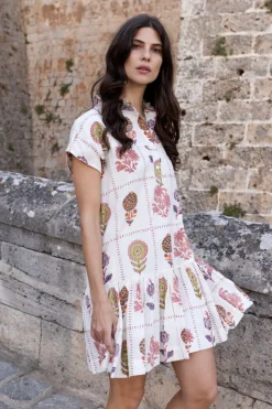 Oliphant Short & Mini Dresses|Dresses>Cap Sleeve Mini- Taormina Cream