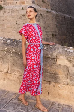 Oliphant Midis|Dresses>Cap Sleeve Shirt Dress Midi- Eclipse Red