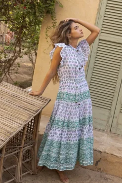 Oliphant Midis|Dresses>Cinched Flirty Midi- Bloom Lilac
