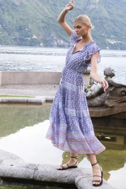 Oliphant Midis>Cinched Flirty Midi- Clover Blue