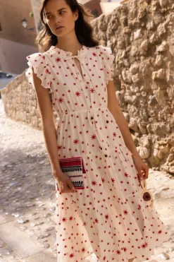 Oliphant Midis|Dresses>Cinched Flirty Midi- Ellsworth Red