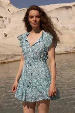 Oliphant Short & Mini Dresses|Dresses>Cinched Flirty Short- Cypress Jade