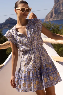 Oliphant Short & Mini Dresses|Dresses>Cinched Flirty Short- Marseille Blue