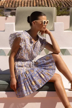 Oliphant Short & Mini Dresses|Dresses>Cinched Flirty Short- Marseille Blue