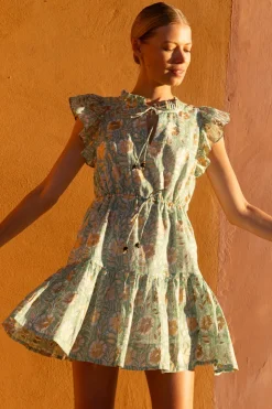 Oliphant Short & Mini Dresses|Dresses>Cinched Flirty Short- Mughal Green