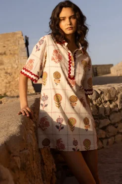 Oliphant Short & Mini Dresses|Dresses>Collared Shirt Dress Mini- Taormina Cream