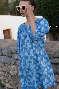 Oliphant Short & Mini Dresses|Dresses>Embroidered Button Mini- Pretoria Navy