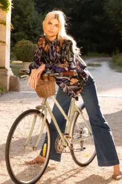 Oliphant Tops>High Neck Blouse- Turin Peri