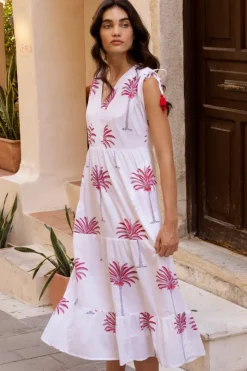 Oliphant Dresses>Kaftan Midi- Canary Coral