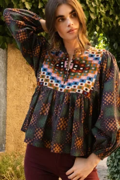 Oliphant Matching Sets|Tops>Mandarin Balloon Top- Matrix Forest