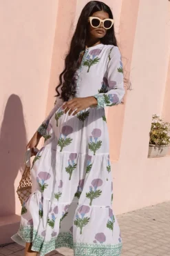 Oliphant Maxis|Dresses>Mandarin Maxi- Bloom Lilac