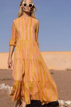 Oliphant Maxis|Dresses>Mandarin Maxi- Cabana Coral