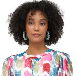 Oliphant Accessories|Earrings>Mini Astor Hoops- Aqua