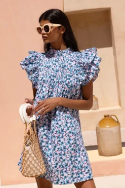 Oliphant Short & Mini Dresses|Dresses>Pintuck Ruffle Mini- Lingon Wine