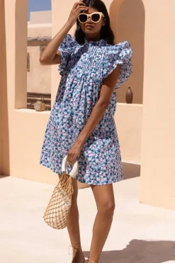 Oliphant Short & Mini Dresses|Dresses>Pintuck Ruffle Mini- Lingon Wine