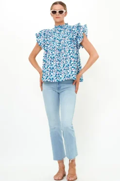 Oliphant Tops>Pintuck Ruffle Top- Lingon Wine