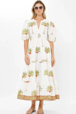 Oliphant Maxis|Dresses>Puff Sleeve Maxi- Canary Green