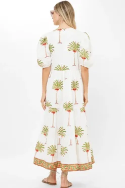 Oliphant Maxis|Dresses>Puff Sleeve Maxi- Canary Green