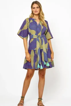 Oliphant Short & Mini Dresses>Raglan Belted Mini- Haring Blue