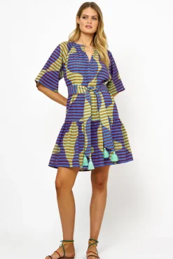 Oliphant Short & Mini Dresses>Raglan Belted Mini- Haring Blue