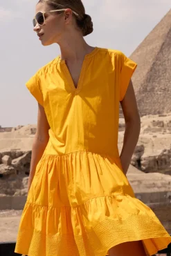 Oliphant Short & Mini Dresses|Dresses>Roll Sleeve- Tuki Marigold