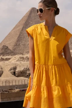 Oliphant Short & Mini Dresses|Dresses>Roll Sleeve- Tuki Marigold