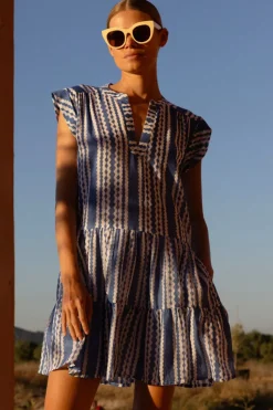 Oliphant Short & Mini Dresses|Dresses>Roll Sleeve- Ziggy Blue
