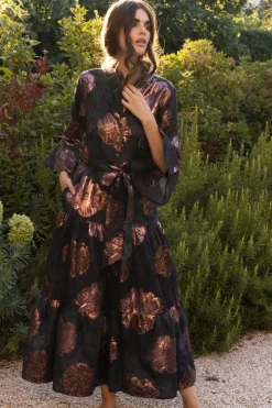 Oliphant Maxis>Ruffle Collar Bell Maxi- Rosa Black