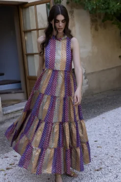 Oliphant Maxis>Ruffle Tiered Maxi- Torino Blue