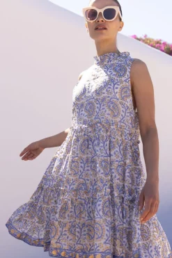 Oliphant Short & Mini Dresses|Dresses>Ruffle Tiered Short- Marseille Blue