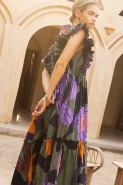 Oliphant Maxis|Dresses>Scallop Pintuck Maxi- Bergen Olive