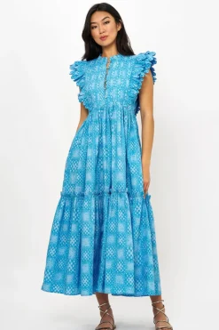 Oliphant Maxis>Scallop Pintuck Maxi- Matrix Blue
