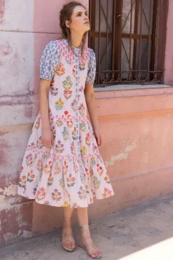 Oliphant Midis|Dresses>Scoop Tiered Midi- Provence Blue