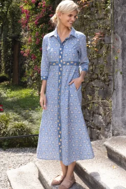 Oliphant Maxis>Shirt Dress Maxi- Budapest Blue