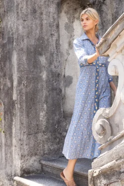 Oliphant Maxis>Shirt Dress Maxi- Budapest Blue